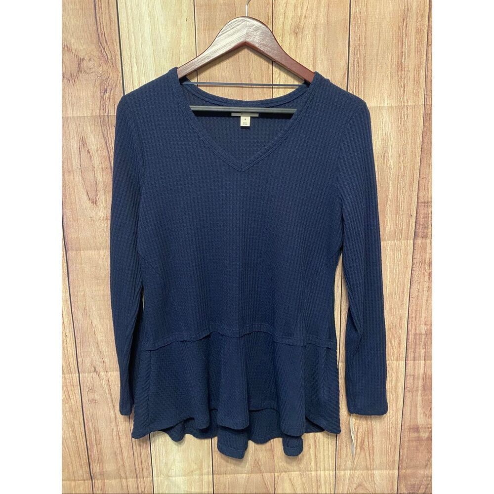 Style & Co M core thermals blue NWT long sleeve waffle top shirt